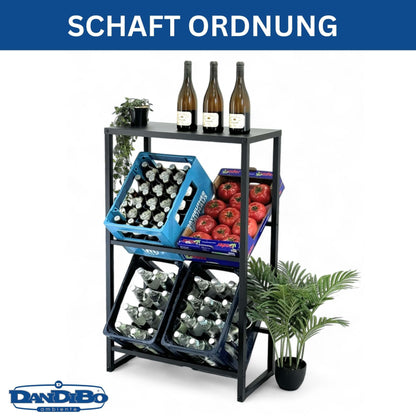 DanDiBo Getränkekistenregal 4 Kisten mit Ablage schmal Metall 96547
