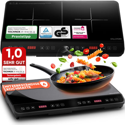 Stillstern ChefKoch Xtreme Duo Doppel-Induktionskochfeld 3600 W mit zwei Kochzonen und Touch-Bedienfeld