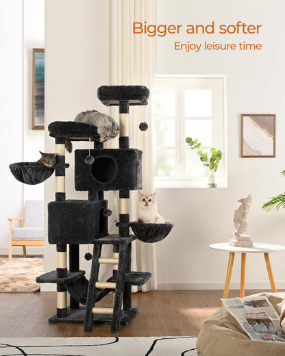 FourFurPets Kratzbaum 160 cm Katzen-Aktivitätsbaum - Rauchgrau