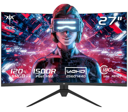 KTC H27S17 Gaming Monitor 27 Zoll Curved QHD 180Hz, ein schwarzer, gekrümmter 27-Zoll-Bildschirm für Gaming.