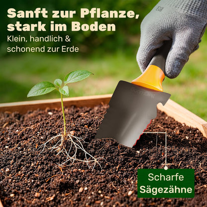 BoomDing Wurzelspaten mit Sägezahn-Handschaufel Set, Carbonstahl