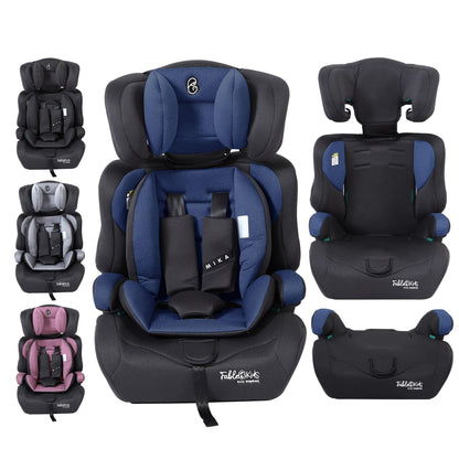 FableKids Kinderautositz ECE R129/03 - 76-150 cm, Blau. Blauer Kindersitz mit Seitenaufprallschutz für sicheren Transport im Auto.