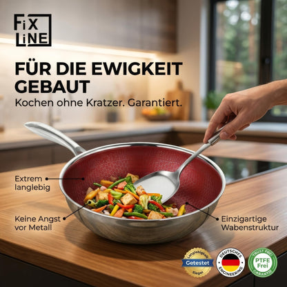 FIXLINE Black Forest Wokpfanne 28 cm kratzfest induktionsgeeignet