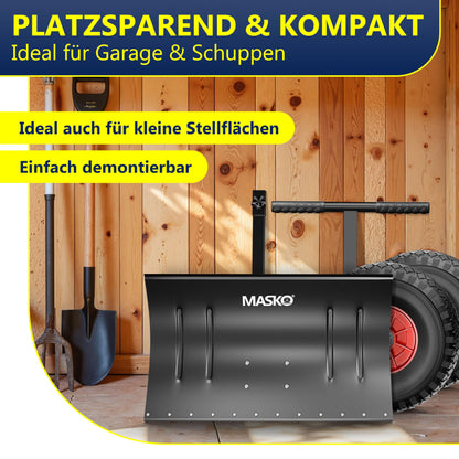 Masko Schneeschieber auf Rädern – 75 cm Schwarz, höhenverstellbar