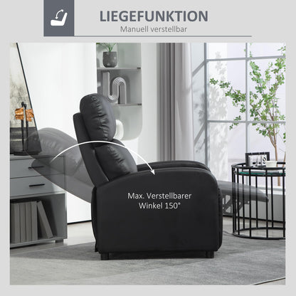 HOMCOM Relaxsessel Sessel mit Liegefunktion - Kunstleder Schwarz