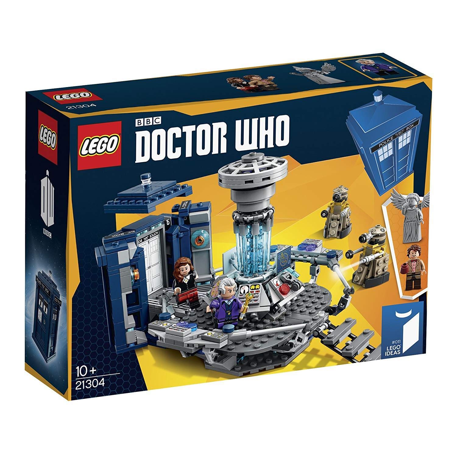 LEGO Ideas Doctor Who TV-Serie Bausatz - Modell 21304. Mehrfarbiges, steinbasiertes Modell mit TARDIS und Minifiguren zum Zusammenbauen.