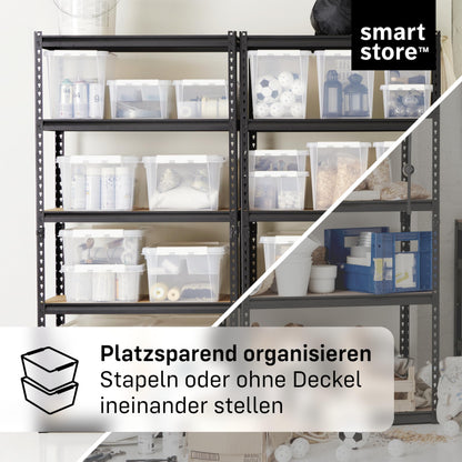 SmartStore Aufbewahrungsboxen aus Kunststoff, 4 l, 8er-Set, weiss