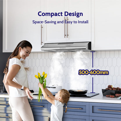 FIREGAS Dunstabzugshaube 60cm - Edelstahl Umluft/Abluft