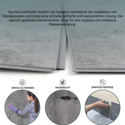 IZODEKOR SPC Wandpaneel Stein Grau - 60x120cm