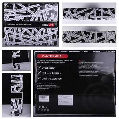 CyeeLife Dartleuchte 360° LED für Stahl-Dartscheibe - Schwarz