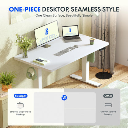 FLEXISPOT Schreibtisch Höhenverstellbar - 160x80cm Weiss Einteilig