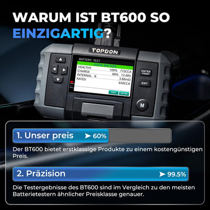 TOPDON BT600 Digitaler KFZ Batterietester 12V 24V mit Drucker