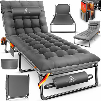 KESSER Campingbett Feldbett klappbar 190 x 68 x 30 cm, bis 250 kg mit Nackenkissen und Seitentasche