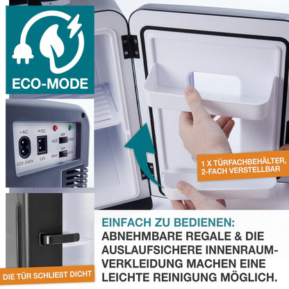 TOM 2in1 Mini Kühlschrank Kühl- & Heizfunktion - 15L Schwarz/Mint