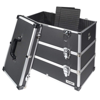 HMF 14661-02 Alu Werkzeugkoffer leer – Schwarz, 3 Etagen