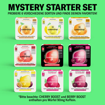 waterdrop Trinkflasche Glas 600 ml Starter Set mit 18 Microdrinks