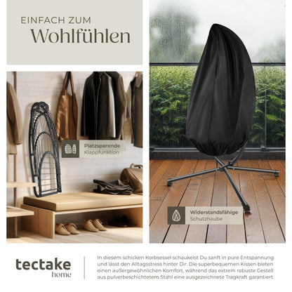 tectake® Hängesessel mit Gestell Indoor/Outdoor – Schwarz
