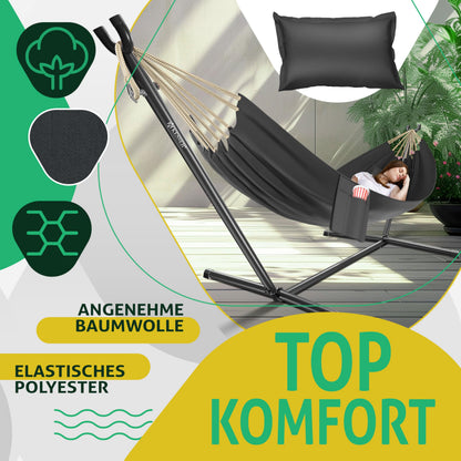 KESSER Hängematte Lake mit Gestell, 2 Personen, 200 kg, Anthrazit
