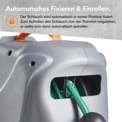 VonHaus Schlauchtrommel 20 m, Wandmontage, automatische Aufrollung