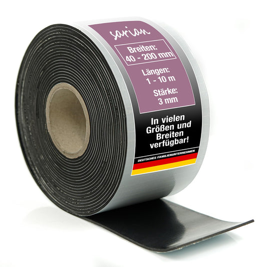 sarian Gummistreifen selbstklebend - 80mm Breite 3mm Stärke. Flacher Streifen zum Abdichten, Polstern und Schützen.