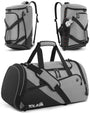 Tolaccea Sporttasche 47L mit Schuhfach und Nassfach, Grau – wasserabweisendes Oxford-Gewebe, versteckbare Rucksackgurte