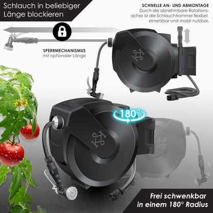 KESSER Schlauchtrommel mit 25 m Gartenschlauch, Wandmontage, 180°