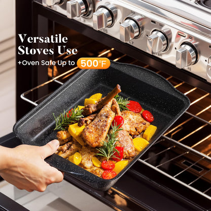 Kitchen Academy Induktions Töpfe Set – Granit 17-teilig Schwarz