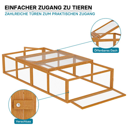 Wiltec XXL Freilaufgehege Holz Kaninchen Hasen - 180x90x48cm