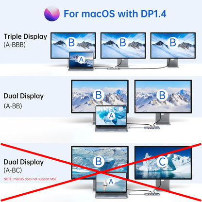 LIONWEI USB-C Dockingstation 13-in-1 Dual Monitor Triple Display
