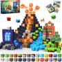 Magneverse Magnetische Bausteine 150 Teile Wald und Dinosaurier, Magnetspielzeug mit Wald- und Dino-Motiven