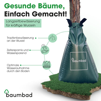 baumbad Bewässerungsbeutel 75 Liter 5er-Set, UV-beständig, Grün