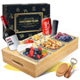 EKXXHVLS Couchbar Snackbox Sofatablett mit 3 Snackschalen, schwarz – Bambus und Edelstahl