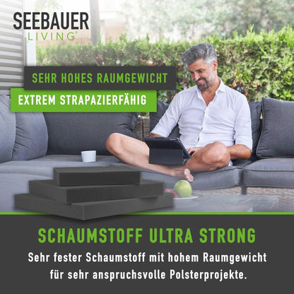 SEEBAUER living Schaumstoff RG 60/70 Polsterplatte - 160x40x5 cm