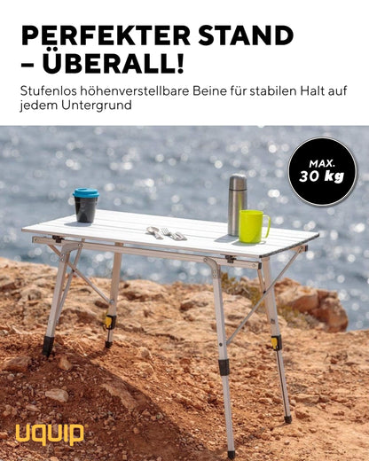 Uquip Campingtisch Variety M kompakter Alu Falttisch – Silber