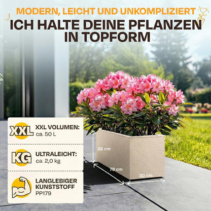 Ondis24 Pflanzkübel Vulkano 2er-Set, 50 L, Wasserspeicher, Leinen