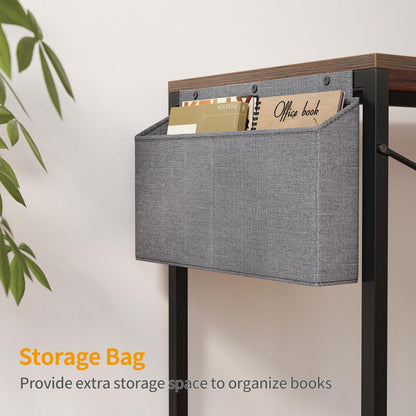 CubiCubi L-förmiger Computertisch mit Regal - 120cm braun