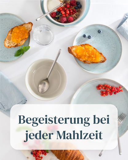 Pure Living Ibiza Steingut Geschirrset - 6 Pers. 24 tlg. Blau-Beige