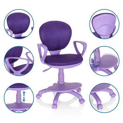 hjh OFFICE 671009 Kinderdrehstuhl Kid Colour Stoff Lila