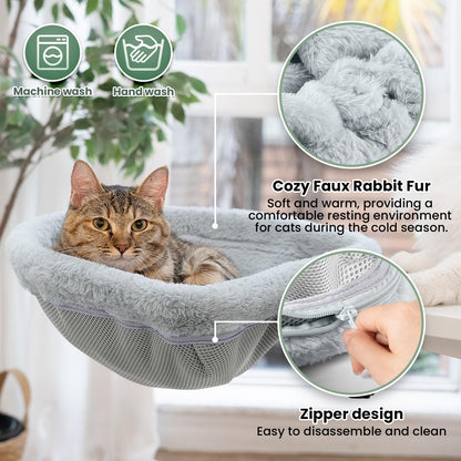 JUNSPOW Katzen-Schreibtischbett A41A, faltbar, Kunstfell