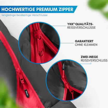 NORDMUT Mumienschlafsack für Erwachsene – ultraleicht, 900/1500 g