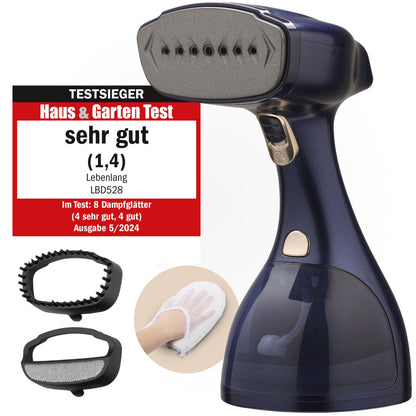 LEBENLANG Dampfglätter LBD528R mit 1500 W, 300 ml Tank, Rosa inklusive Bügelhandschuh und Aufsteckbürsten