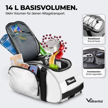 Valkental 3in1 Gepäckträgertasche mit Rucksackfunktion, 14 L