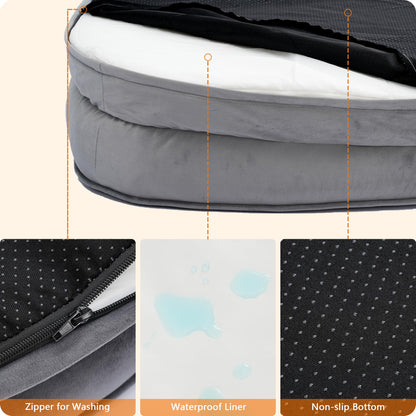 HMTOPE Orthopädisches Hundebett für grosse Hunde – 122x90cm, Dunkelgrau