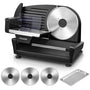 FOHERE Allesschneider elektrisch 250 W, Edelstahl, 3 Klingen, schwarz, für Brot, Wurst und Käse
