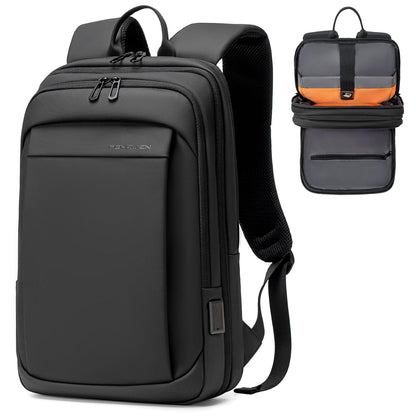 Fenree.geer Laptop Rucksack 15,6 Zoll mit USB, erweiterbar, schwarz, schmale Bauform