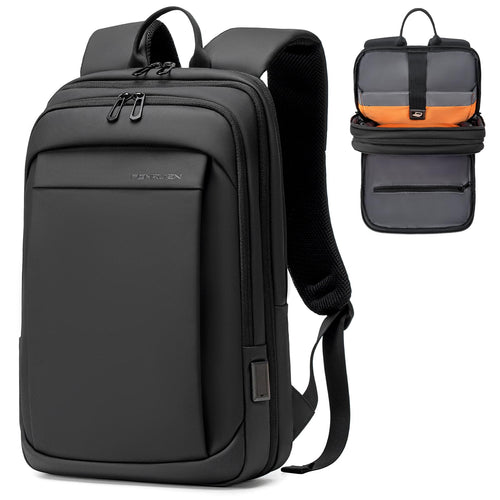 Fenree.geer Laptop Rucksack 15,6 Zoll mit USB, erweiterbar, schwarz, schmale Bauform