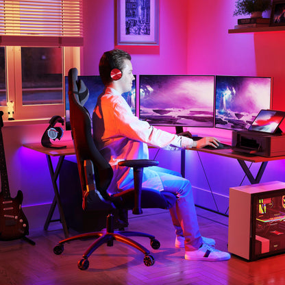 SONGMICS Gaming Stuhl RCG02G – ergonomischer Bürostuhl Schwarz-Grau