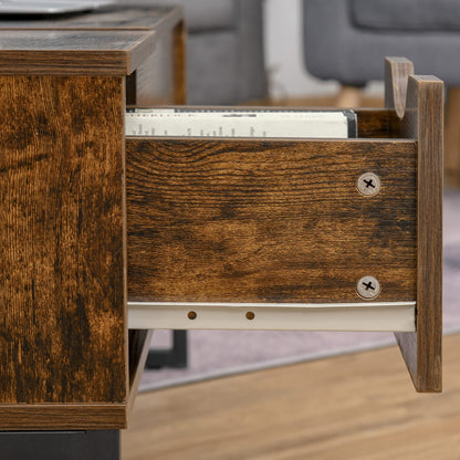 HOMCOM Wohnzimmer-Couchtisch Höhenverstellbar – Braun