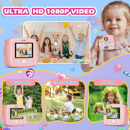 ASTGMI C10 Kinderkamera mit Sofortdruck, 1080P HD, 32 GB Karte