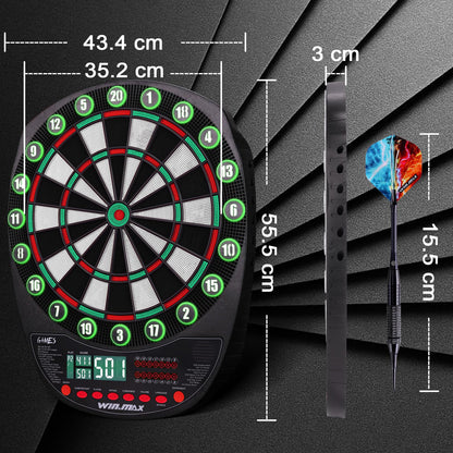 WIN.MAX Elektronische Dartscheibe Profi Set, 34 Spiele, 354 Varianten